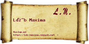 Löb Maxima névjegykártya